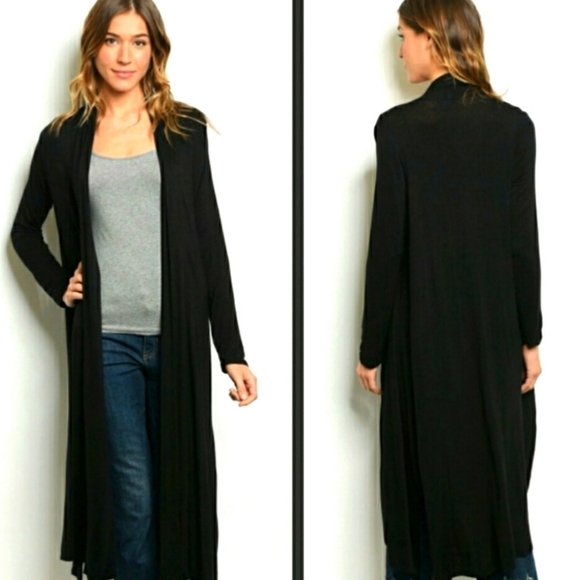 Love In black duster with pockets Medium, Large
